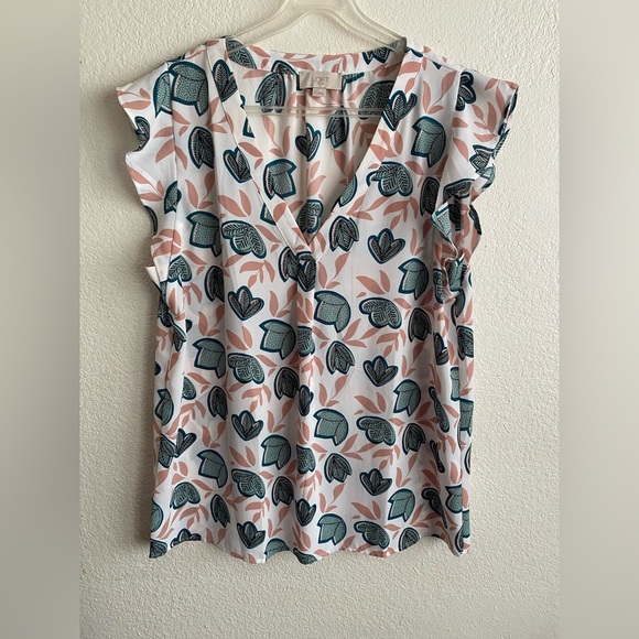 Loft Vine Flutter Cap Sleeve Blouse M - Picture 2 of 8